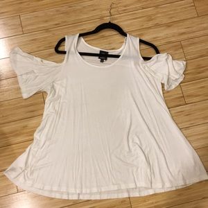 Bobeau white cold shoulder top